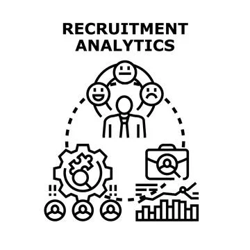 Recruitment analytics concept tracking candidate data hiring Stock Illustration