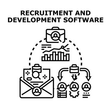 Recruitment and development software concept combining business processes Stock Illustration