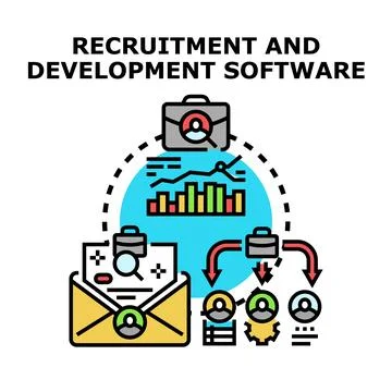 Recruitment and development software concept combining business processes イラスト素材