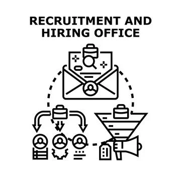 Recruitment and hiring office process vector icon Stock Illustration