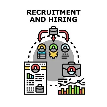 Recruitment and hiring process finding suitable candidates 스톡 일러스트