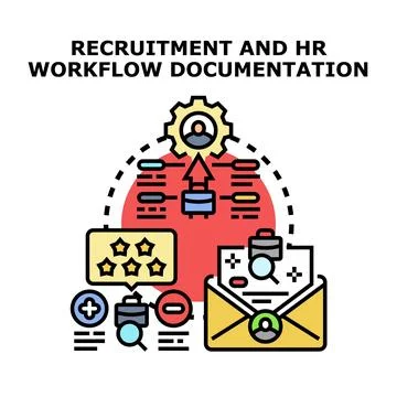 Recruitment and hr workflow documentation process icon Stock Illustration