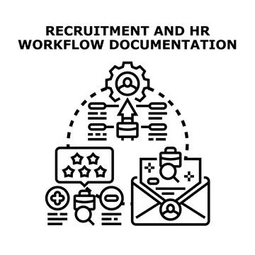 Recruitment and hr workflow documentation process icon Stock Illustration