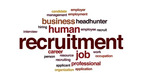 Recruitment animated word cloud, text design animation. Stock Footage