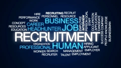 Recruitment animated word cloud, text design animation. Stock Footage 79877613