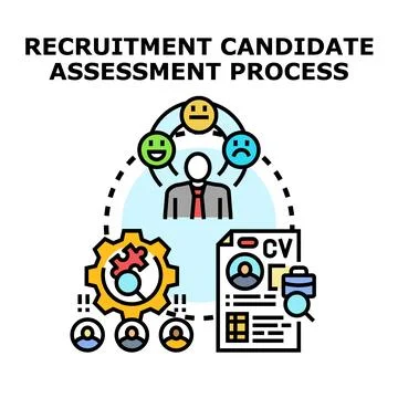 Recruitment candidate assessment process flowchart concept Stock Illustration