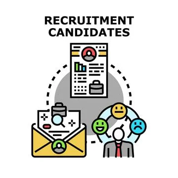Recruitment candidates selection process for job positions Stock Illustration