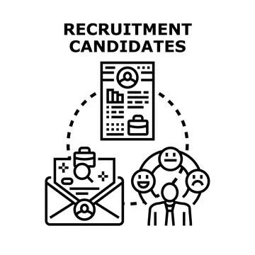 Recruitment candidates selection process for job positions Stock Illustration