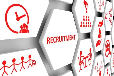 RECRUITMENT concept cell background 3d illustration Stock Illustration