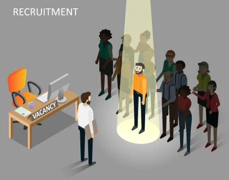 Recruitment concept vector isometric illustration Stock Illustration
