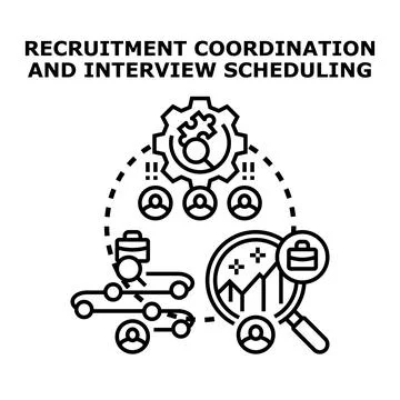 Recruitment coordination and interview scheduling process management Stock Illustration