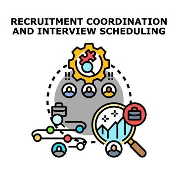 Recruitment coordination and interview scheduling process management Stock Illustration