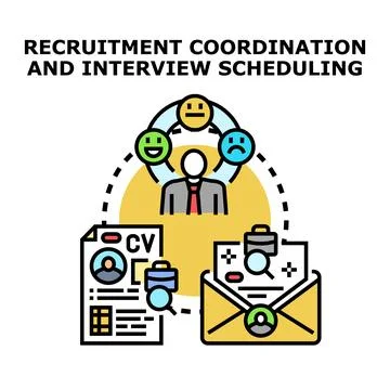 Recruitment coordination and interview scheduling hiring process Stock Illustration