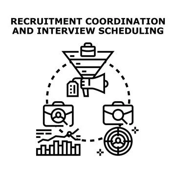 Recruitment coordination and interview scheduling hiring process Stock Illustration