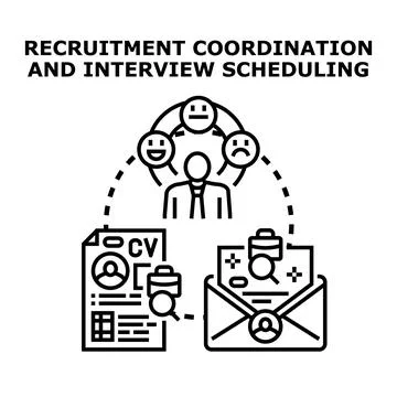 Recruitment coordination and interview scheduling hiring process Stock Illustration