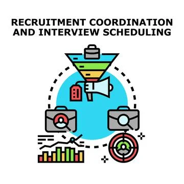 Recruitment coordination and interview scheduling hiring process Stock Illustration