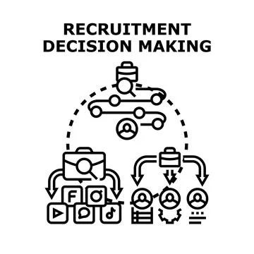 Recruitment decision making process selecting candidates Illustrazione stock