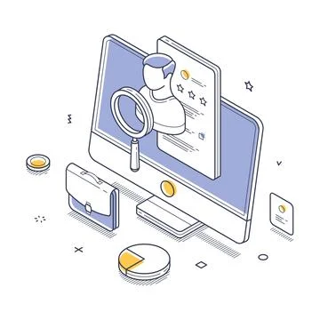 Recruitment human resources candidate online searching concept isometric li.. Stock Illustration