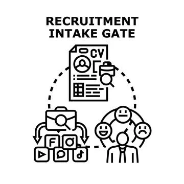 Recruitment intake gate evaluating candidate application and skills 库存插图