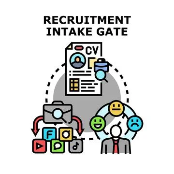 Recruitment intake gate evaluating candidate application and skills Stock Illustration