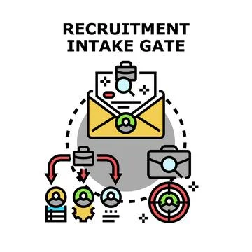 Recruitment intake gate hiring process human resources Stockillustratie