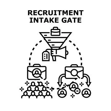 Recruitment intake gate process identifying new talent Stock Illustration