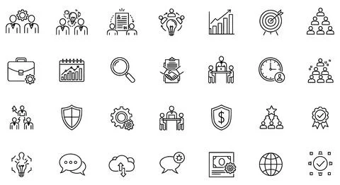 Recruitment line icon set. Stock Illustration
