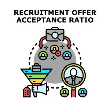 Recruitment offer acceptance ratio vector icon Stock Illustration