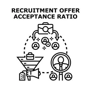 Recruitment offer acceptance ratio vector icon Stock Illustration