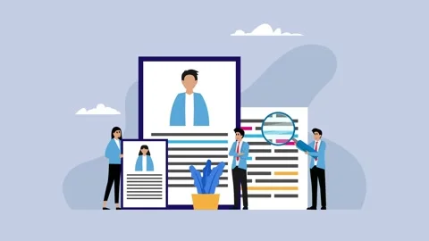 Recruitment Process and Candidate Evaluation cartoon animation Stock Footage 302533269