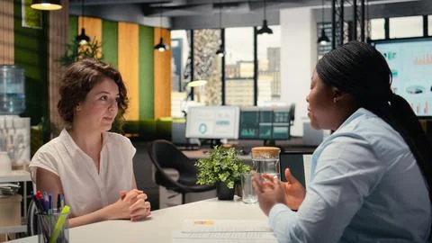Recruitment process with CV document evaluation in a corporate job interview Stock Photos