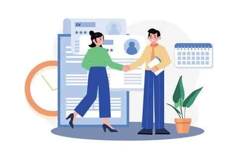 Recruitment Process Illustration concept. A flat illustration isolated on w.. Stock Illustration