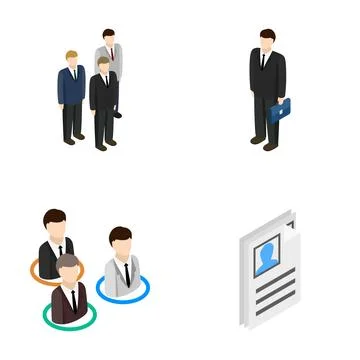 Recruitment process isometric concept with candidates and resume Stockillustratie