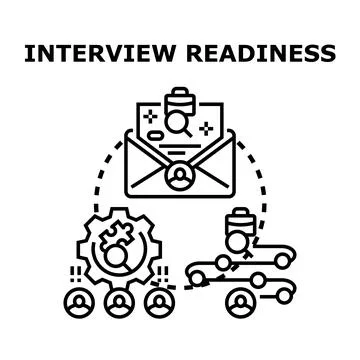 Recruitment process, job application, and interview readiness Stockillustratie