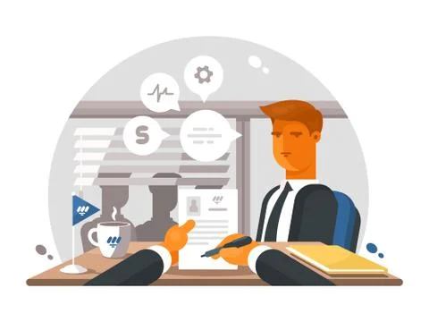 Recruitment process in office Stock Illustration