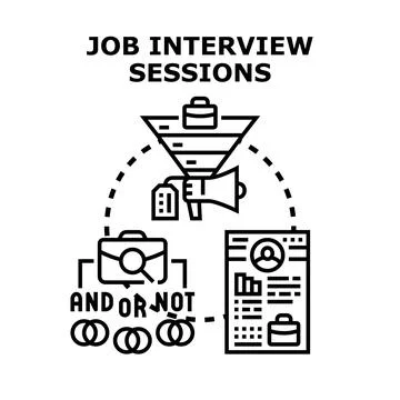 Recruitment process selecting successful candidate with job interview icons Stock Illustration