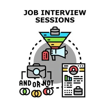 Recruitment process selecting successful candidate with job interview icons Stock Illustration