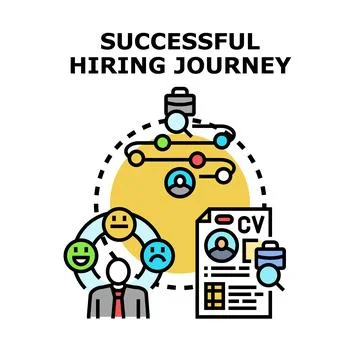 Recruitment process successful journey and candidates evaluation 库存插图