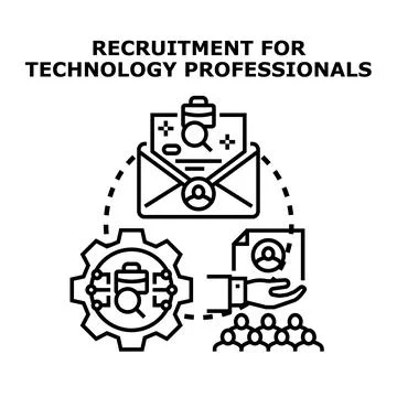 Recruitment process for technology professionals and skilled workers Stock Illustration