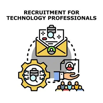 Recruitment process for technology professionals and skilled workers Stock Illustration