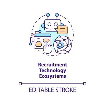Recruitment technology ecosystems concept icon Stock Illustration
