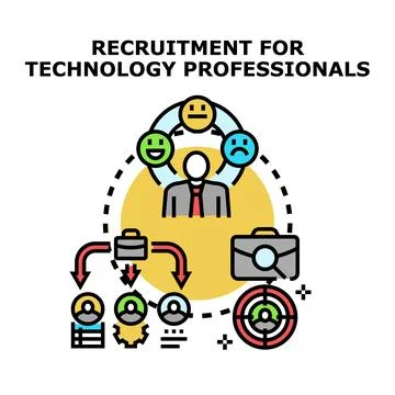 Recruitment for technology professionals selecting candidates Stock Illustration