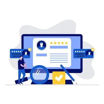 Recruitment vector illustration concept with characters. Man standing near .. Stock Illustration