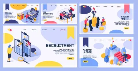 Recruitment vector web page hiring job interviewed people on business interview Stock Illustration