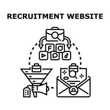 Recruitment website developing online talent acquisition process Stock Illustration