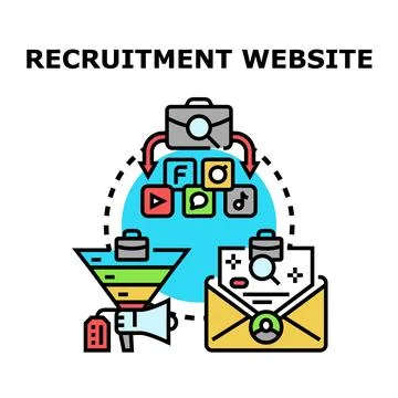 Recruitment website developing online talent acquisition process Stock Illustration