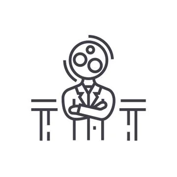 Recruitment,analytics manager vector line icon, sign, illustration on background イラスト素材