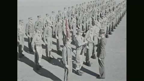 Recruits are trained on how to master the skills of handling rifle - 1960 Vídeos de archivo 102851357