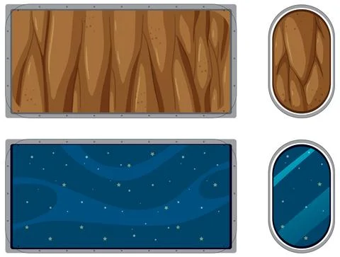 Rectangle and capsule shape with galaxy pattern イラスト素材