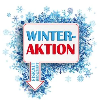 Rectangle Arrow Pointer Blue Snowflakes Winteraktion Illustrazione stock
